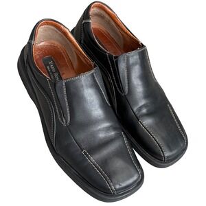 Mario Rossi Black Leather Slip-On Loafers | Men's‎ 9 M | Italy Luxury Shoes
